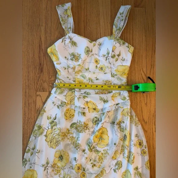 Y2K Ruby Rox romantic cottage fairy Floral Yellow Dress size 9 - Picture 13 of 13
